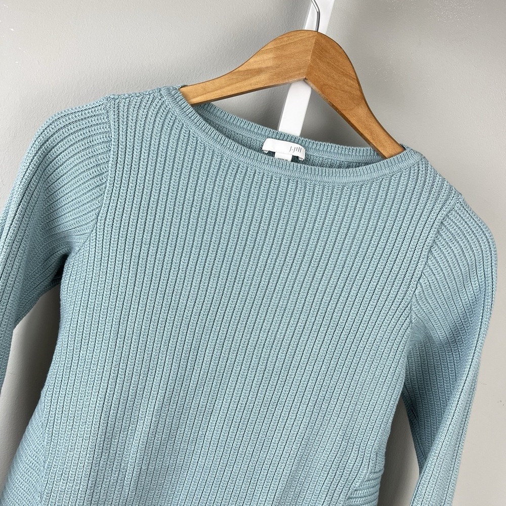 J. Jill Light Blue Cotton Blend Sweater Womens XSP‎ Pullover Chunky Knit Preppy